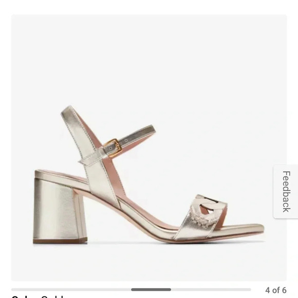 Cole Haan Josie Chain Strap Block Heel Sandal size 11 soft gold color heels NWT - Picture 4 of 8